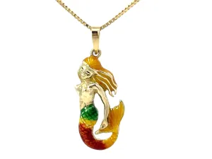Ariel Enamel Necklace Solid 14K Yellow Gold