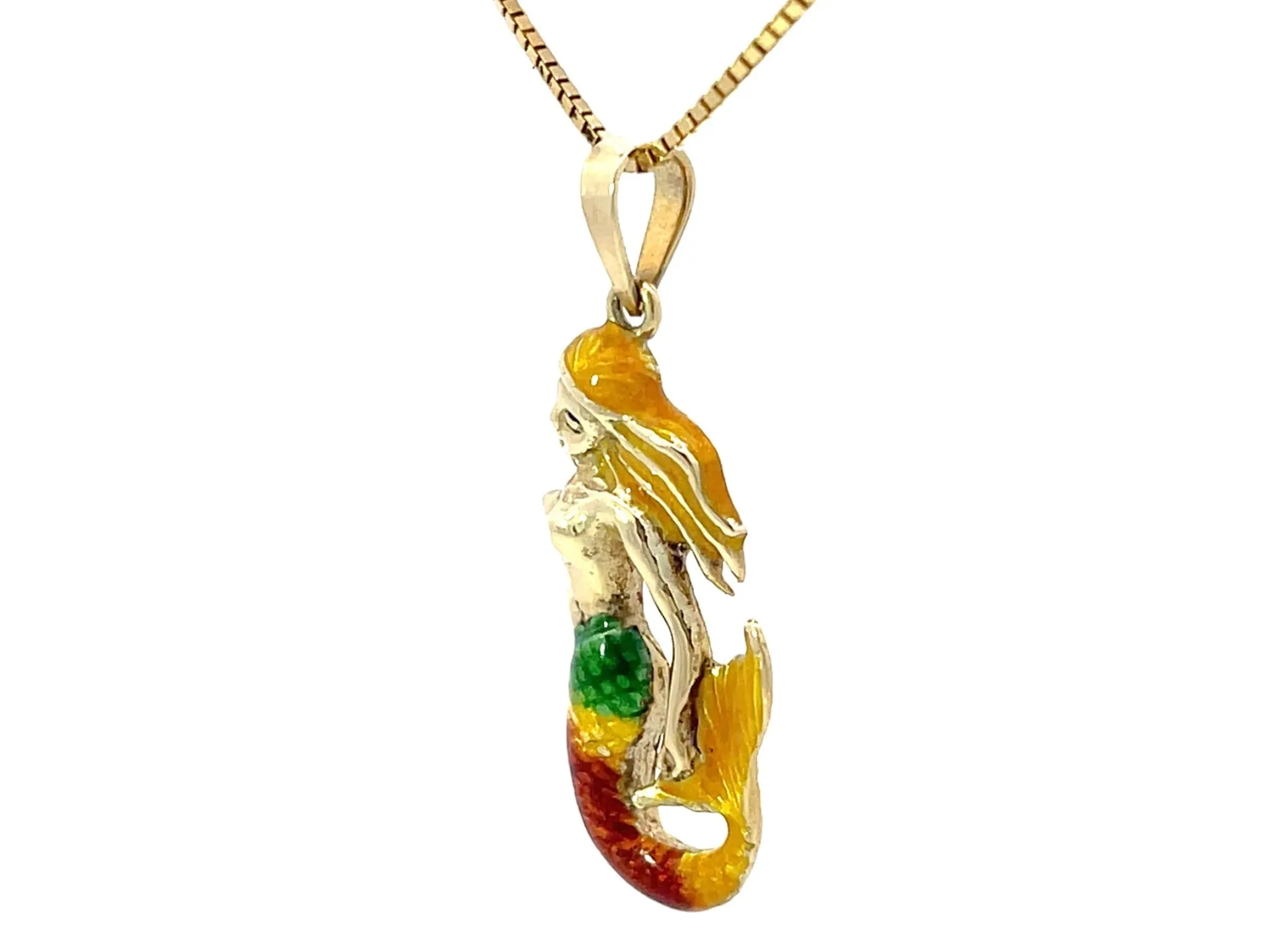 Ariel Enamel Necklace Solid 14K Yellow Gold