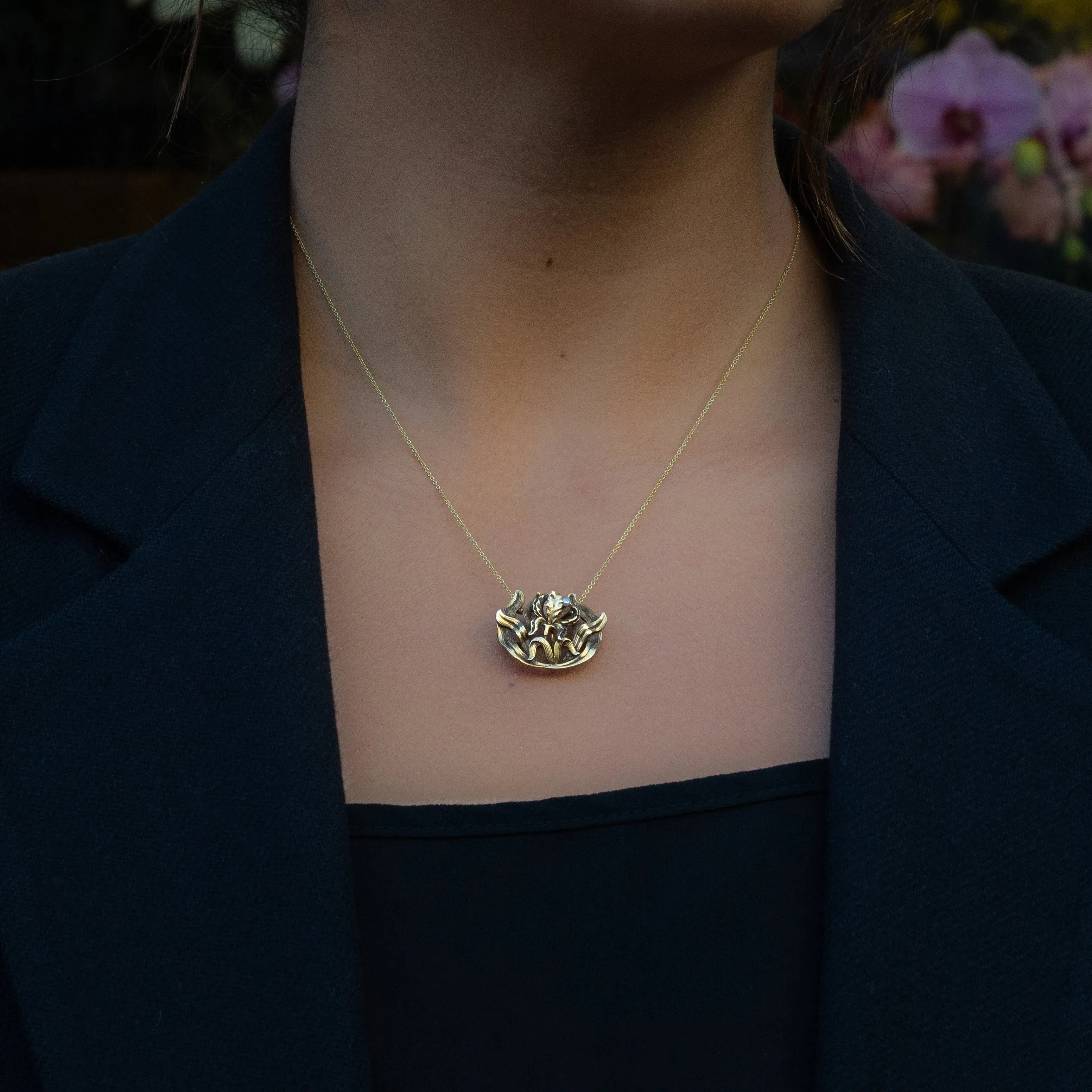 Art Nouveau Iris Watch Pin/Pendant c1880