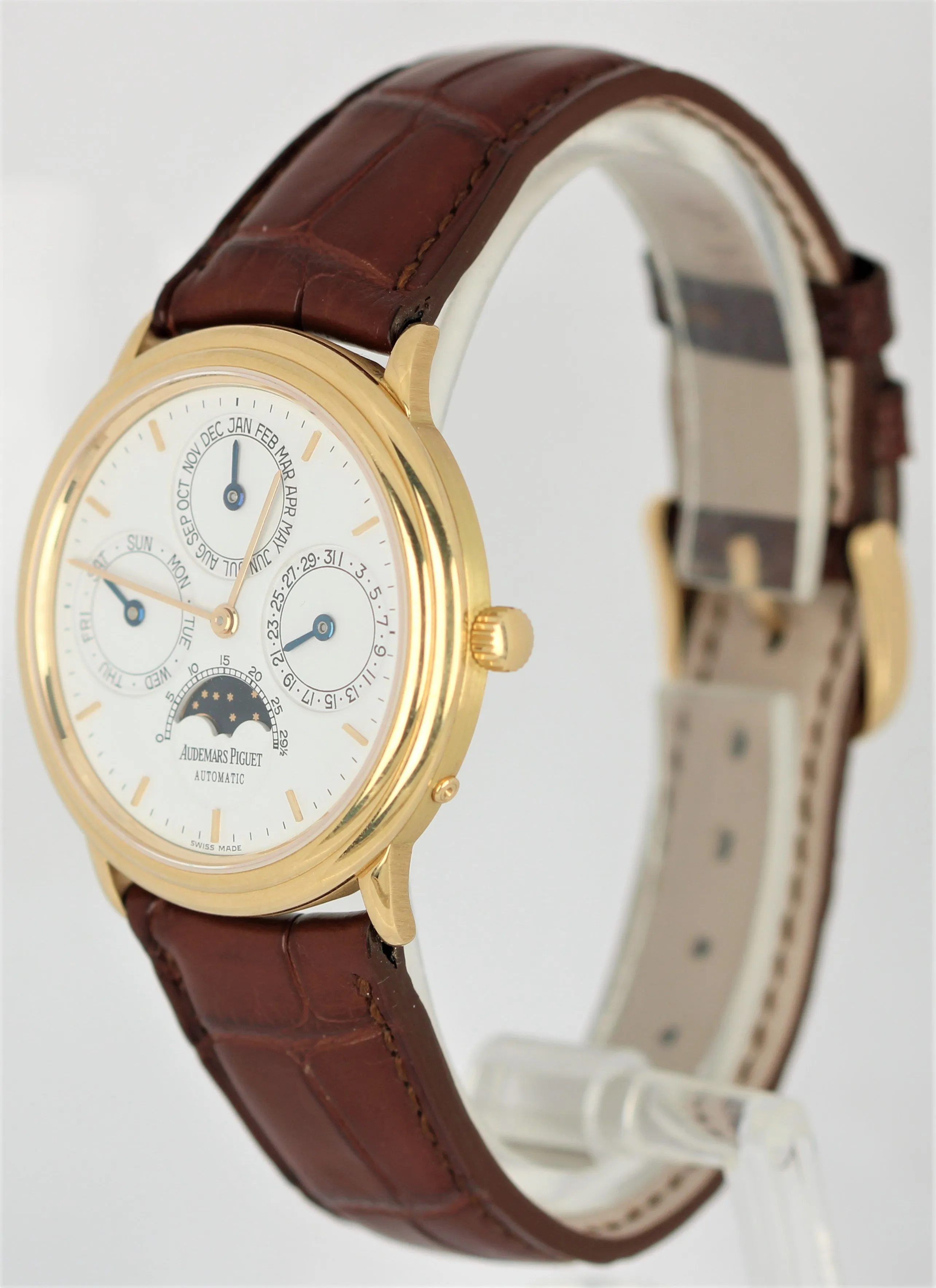 Audemars Piguet Quantieme Perpetual Moonphase 36mm 18k Gold White 25548BA Watch