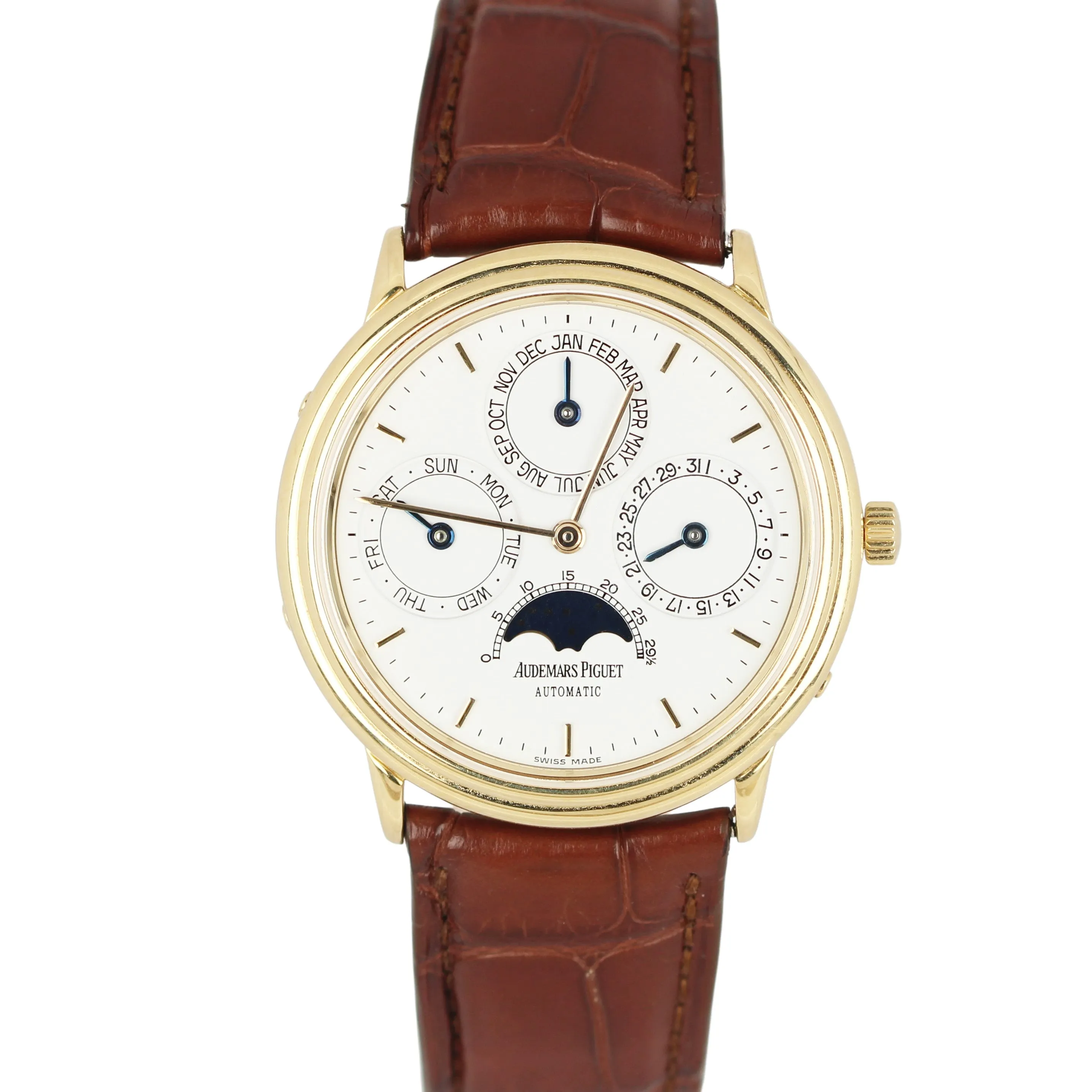 Audemars Piguet Quantieme Perpetual Moonphase 36mm 18k Gold White 25548BA Watch