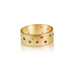 Aurora - 22k Wedding Ring with Colored Diamonds