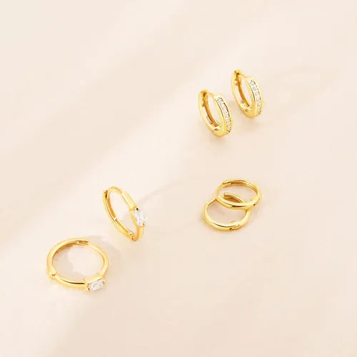 Baguette CZ Little Girl's Huggie Earrings