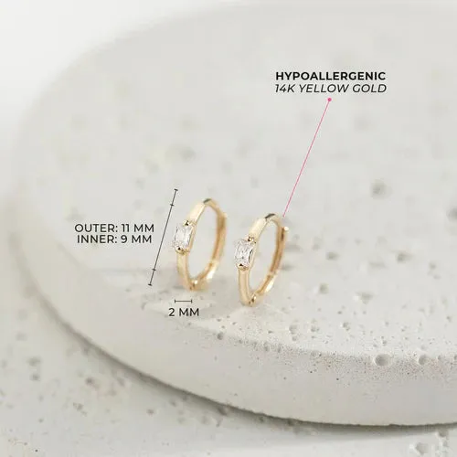 Baguette CZ Little Girl's Huggie Earrings