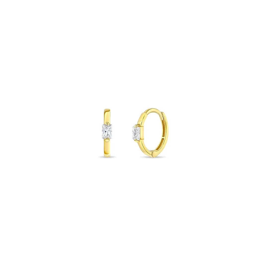 Baguette CZ Little Girl's Huggie Earrings