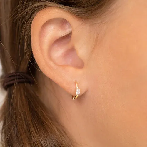Baguette CZ Little Girl's Huggie Earrings