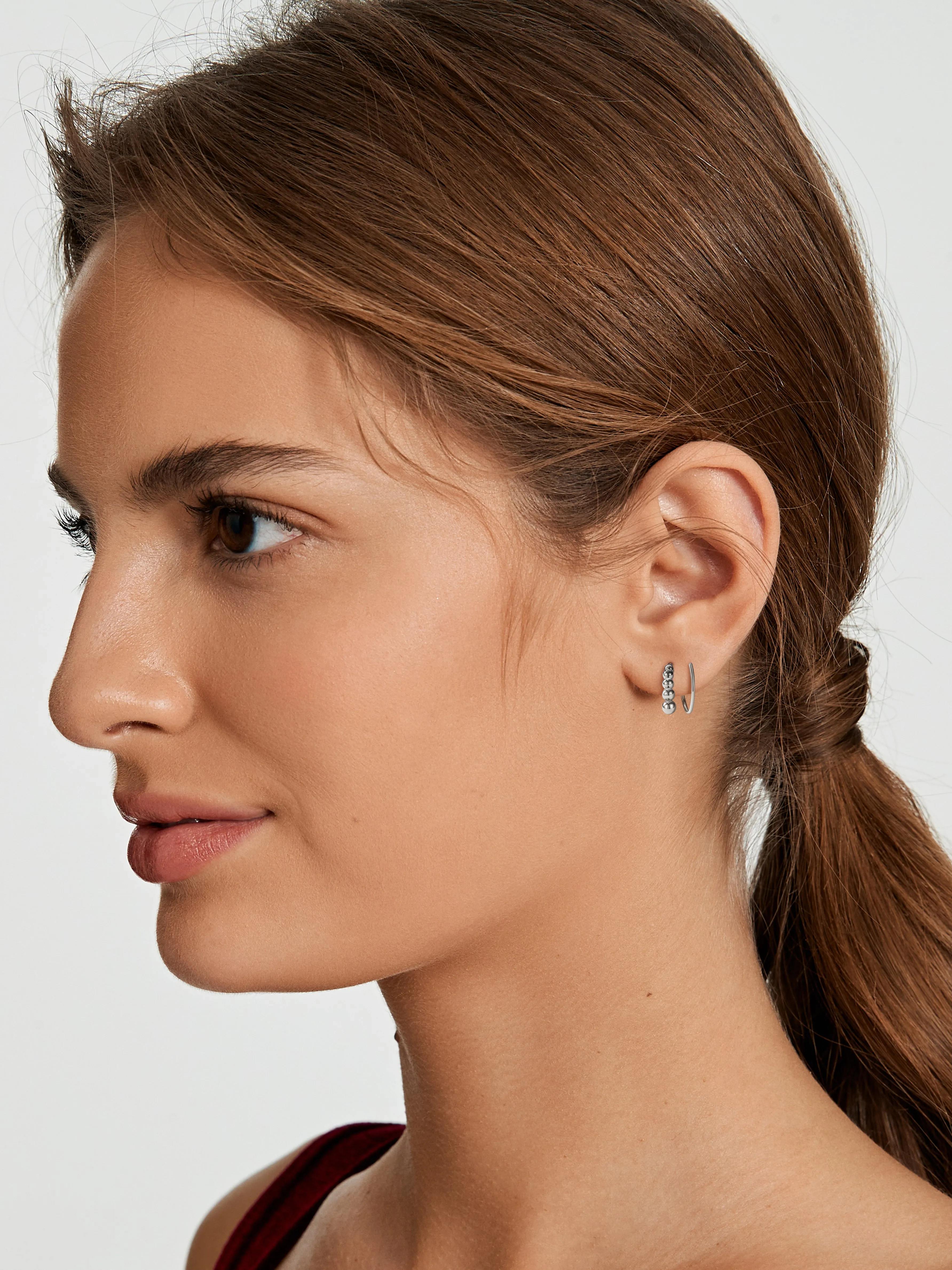Beaded Double Hoops