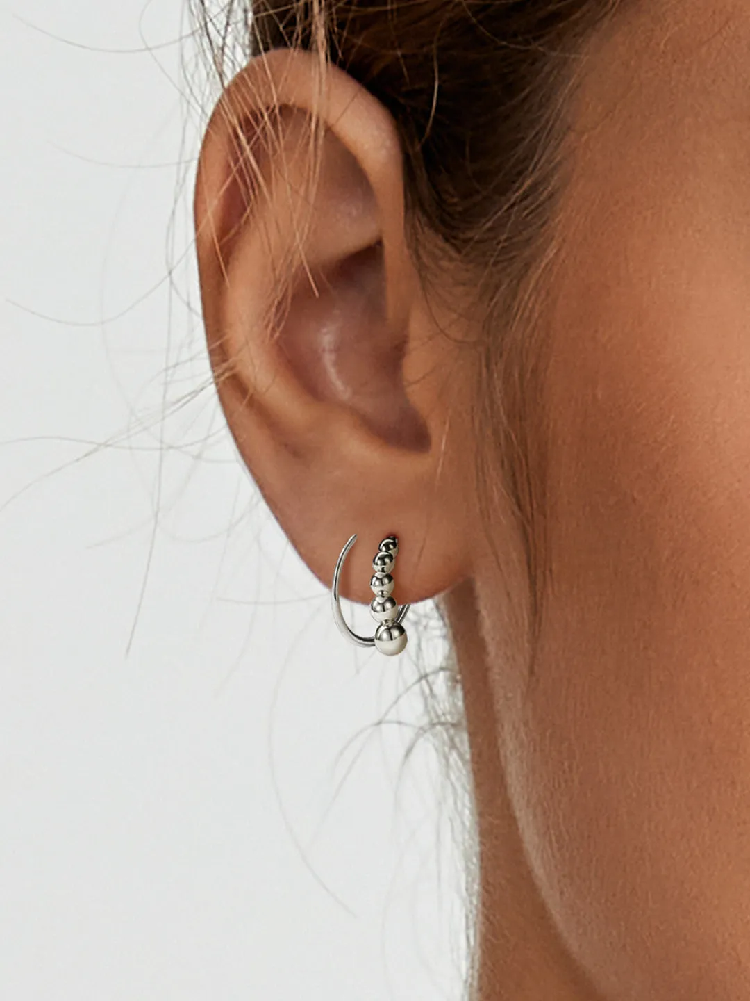 Beaded Double Hoops