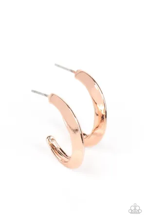 BEVEL Up - Rose Gold - Paparazzi Tiny Hoop Post Earrings