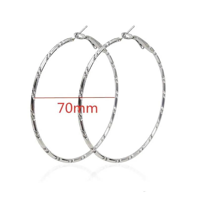 Big Circle Gold and Silver Luxury Woman 40mm 60mm 70mm 80mm Exaggerate Big Smooth Circle Hoop Earrings In Elegant Style