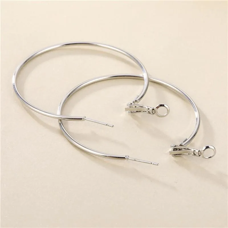Big Circle Gold and Silver Luxury Woman 40mm 60mm 70mm 80mm Exaggerate Big Smooth Circle Hoop Earrings In Elegant Style