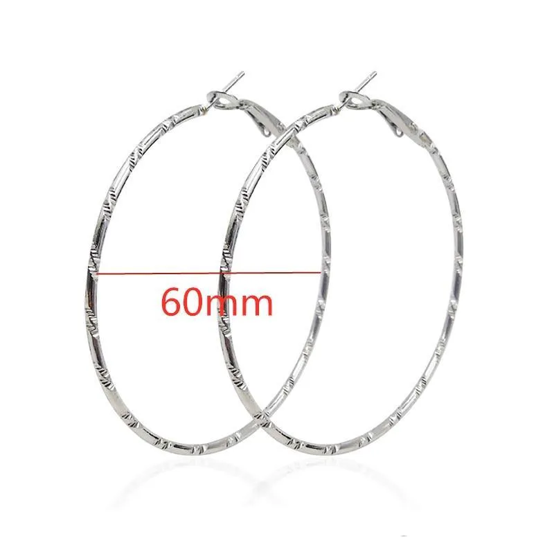 Big Circle Gold and Silver Luxury Woman 40mm 60mm 70mm 80mm Exaggerate Big Smooth Circle Hoop Earrings In Elegant Style