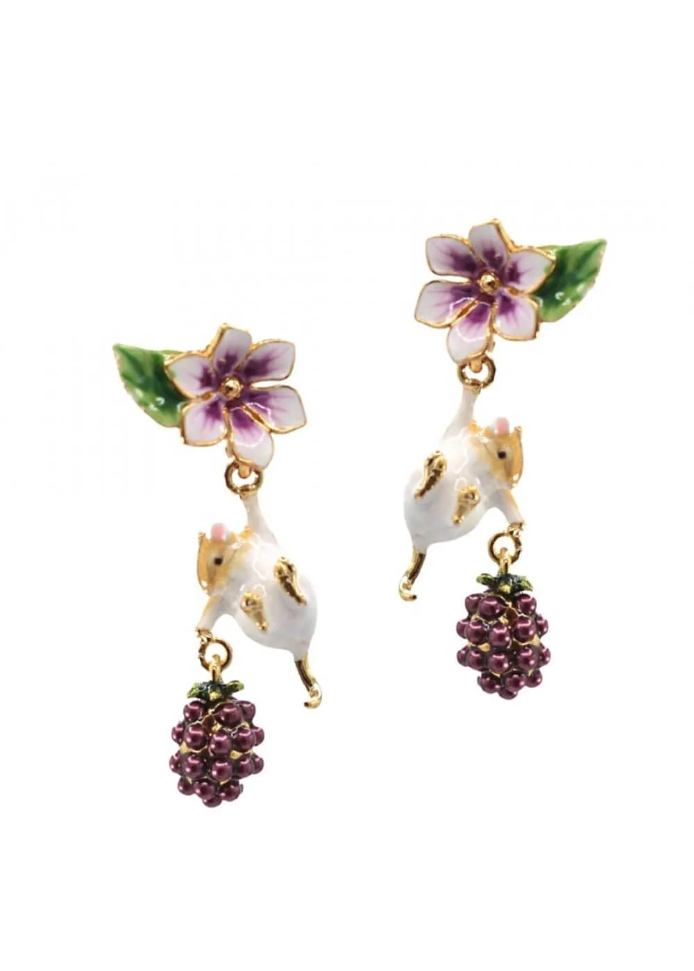Bill Skinner Blackberry & Mouse Drop Earrings