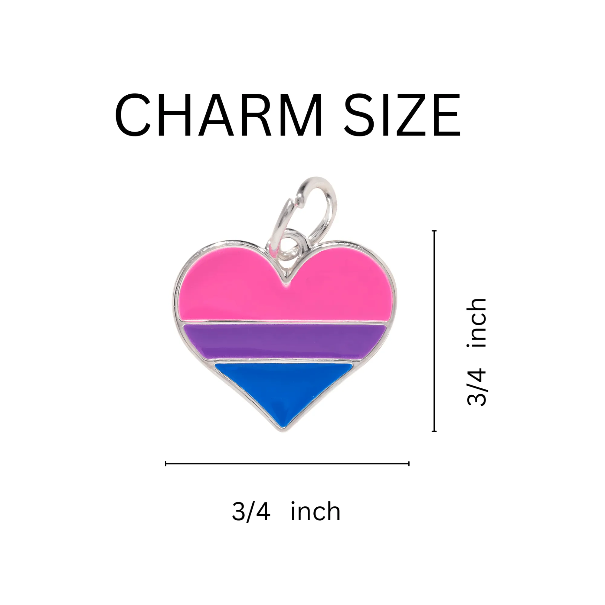 Bisexual Flag Heart Partial Beaded Bracelets (12 Bracelets)