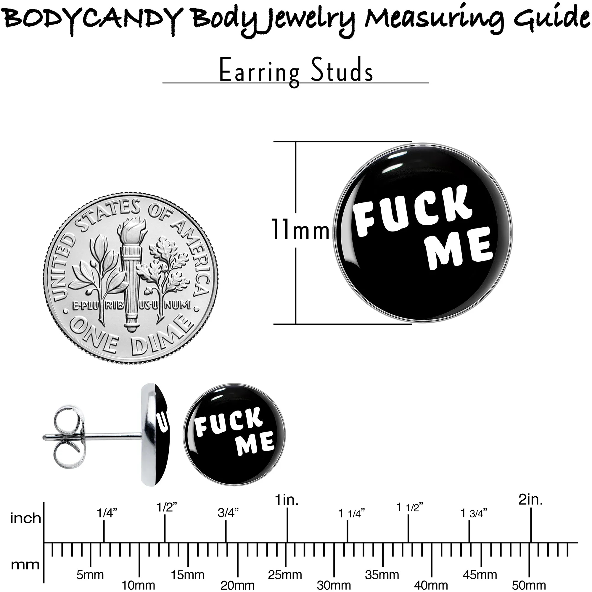 Black and White F*ck Me Stud Earrings