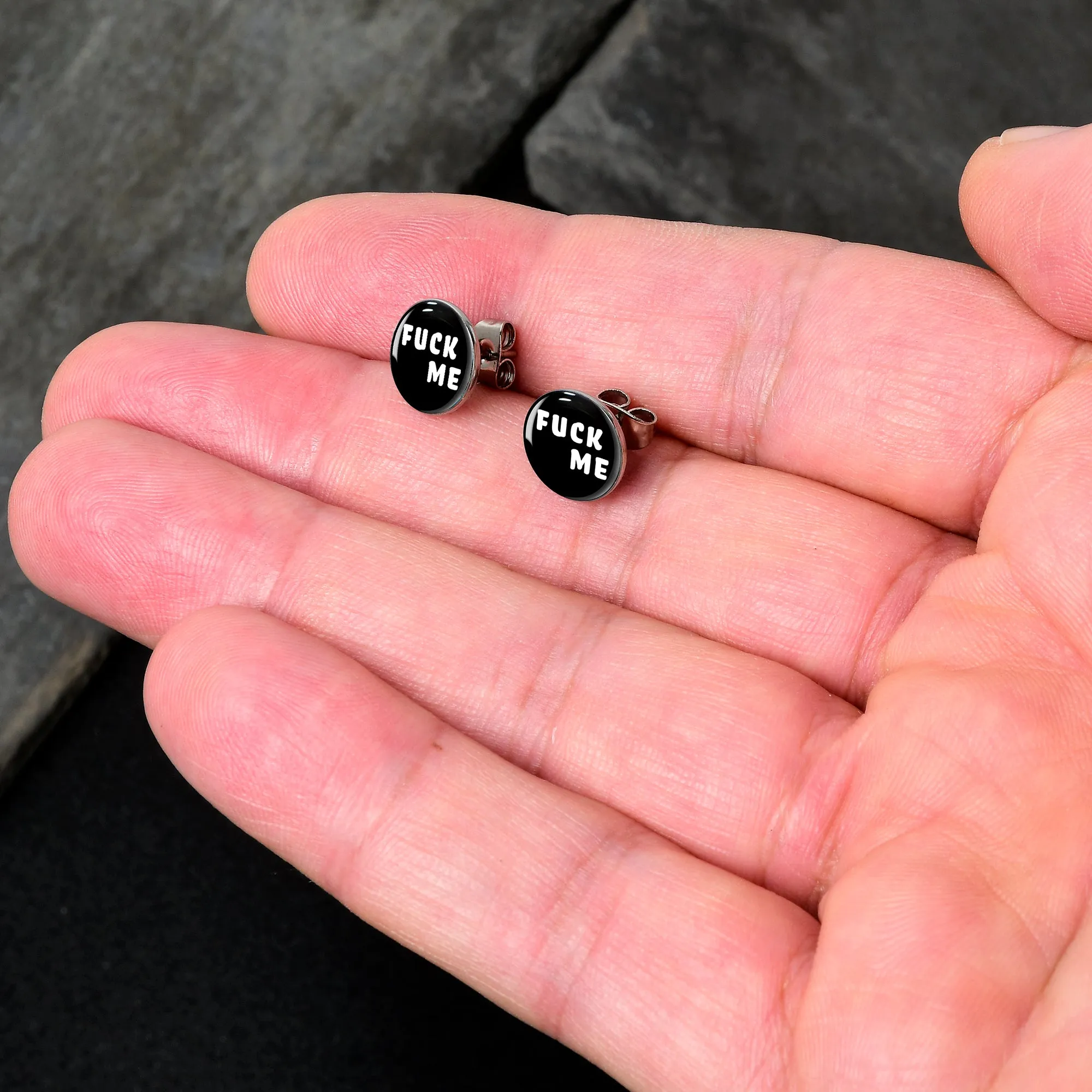 Black and White F*ck Me Stud Earrings