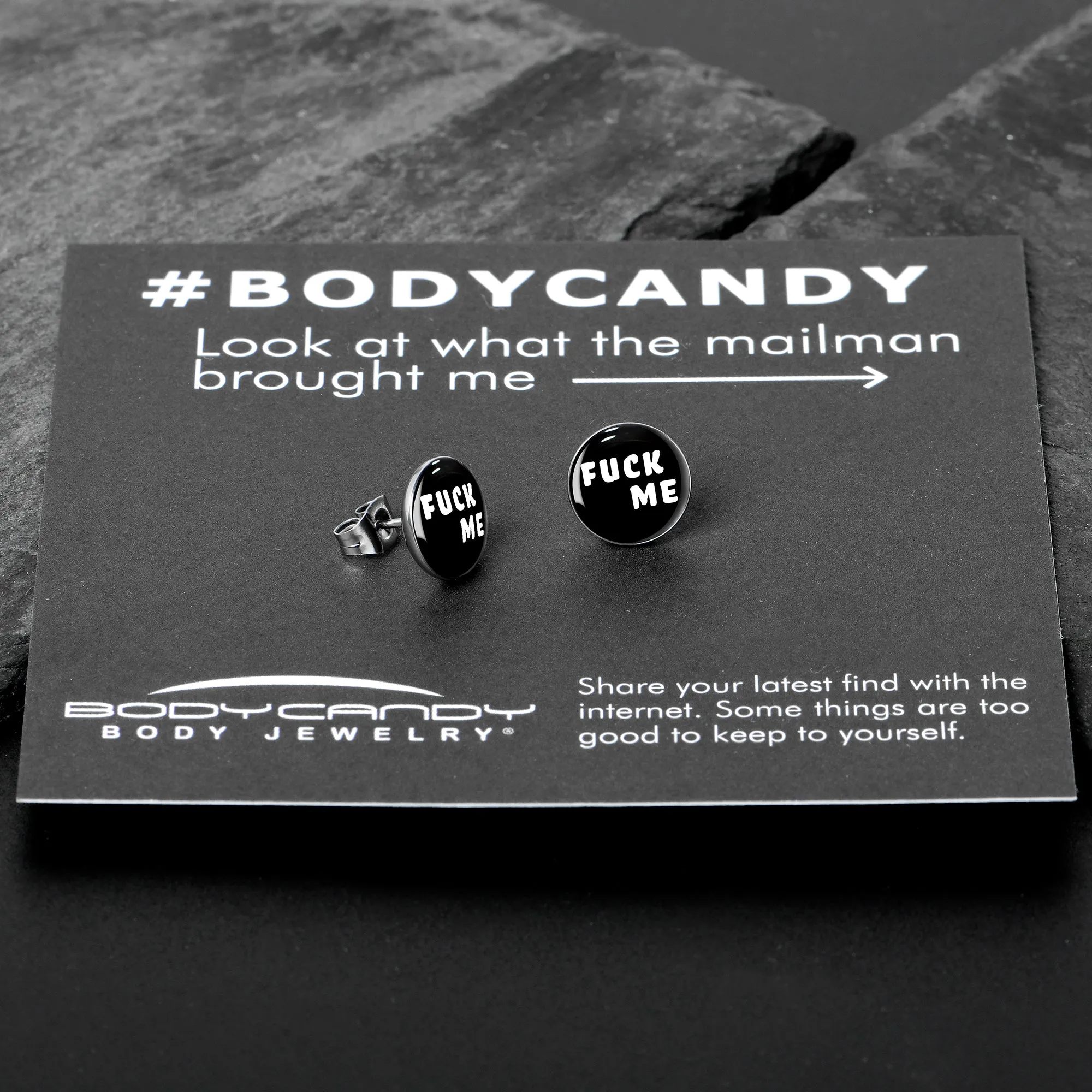 Black and White F*ck Me Stud Earrings