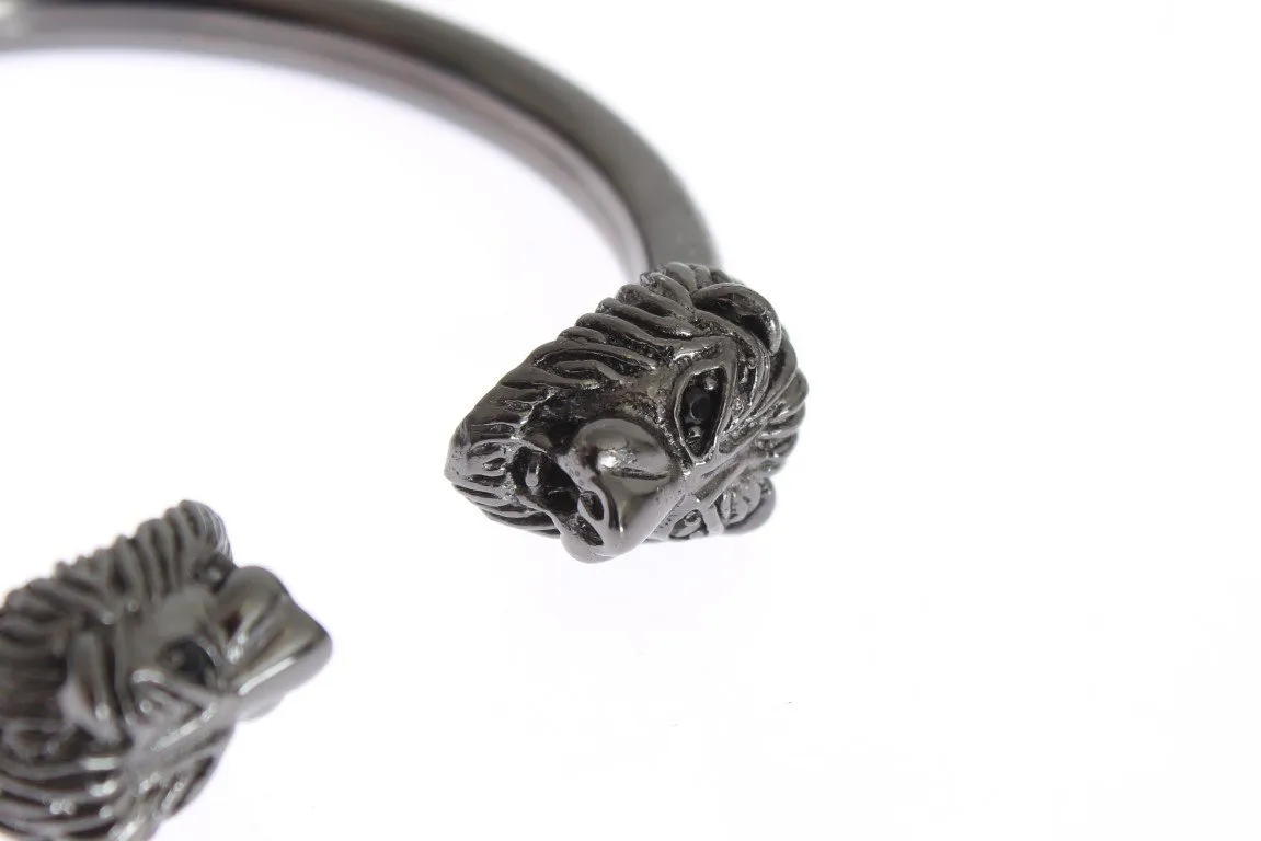 Black Rhodium Lion Bangle Bracelet