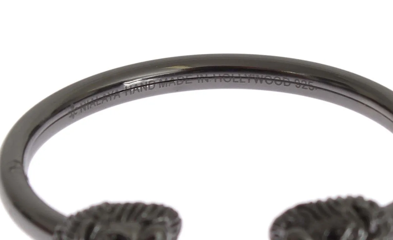 Black Rhodium Lion Bangle Bracelet