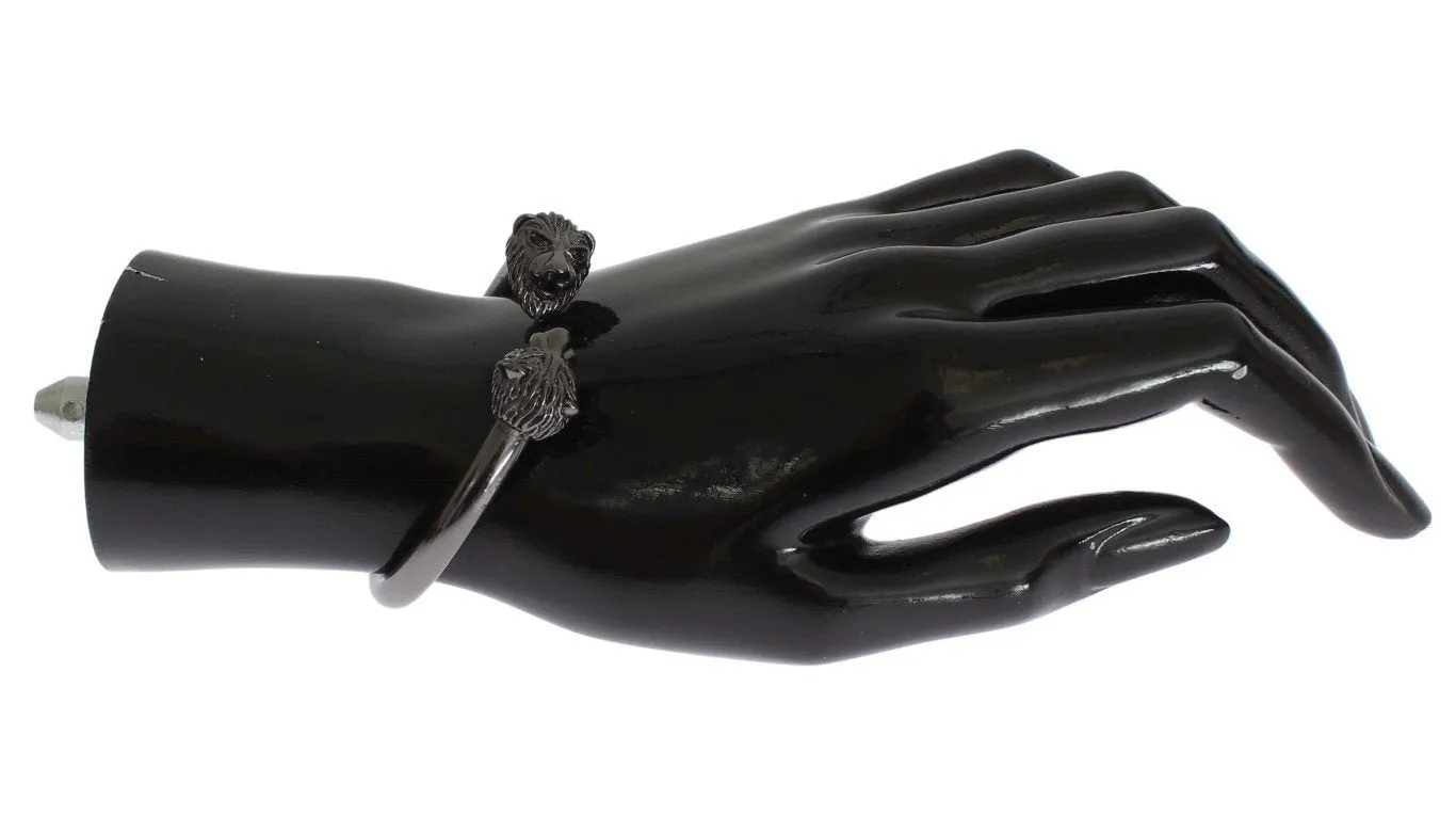 Black Rhodium Lion Bangle Bracelet