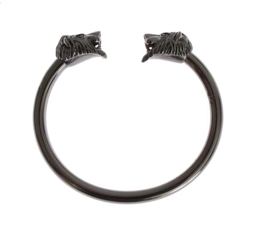 Black Rhodium Lion Bangle Bracelet