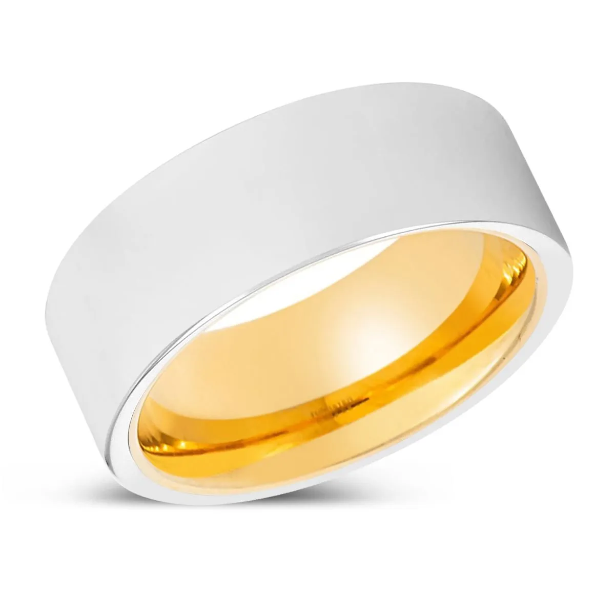 BLANE | Gold Ring, Silver Tungsten Ring, Shiny, Flat