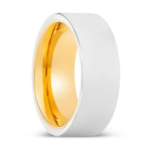 BLANE | Gold Ring, Silver Tungsten Ring, Shiny, Flat