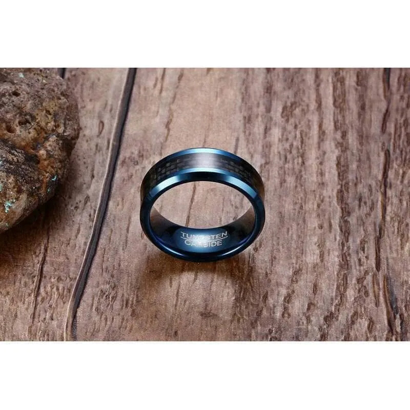 Blue & Black Classical Tungsten Wedding Band