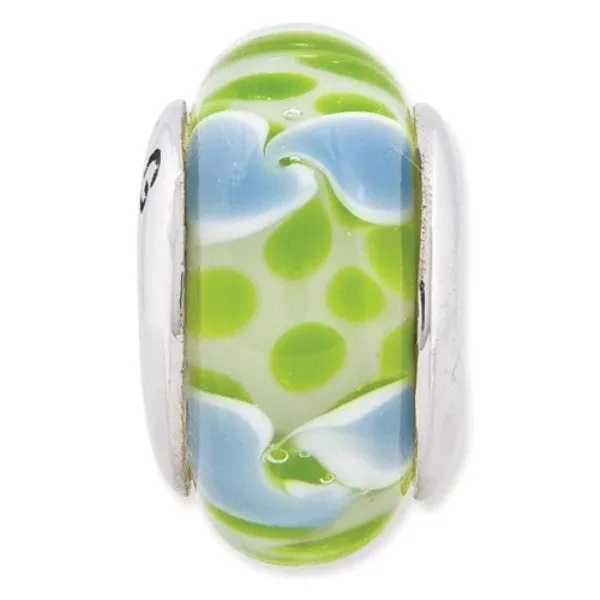 Blue and Green Swirl Glass Bead