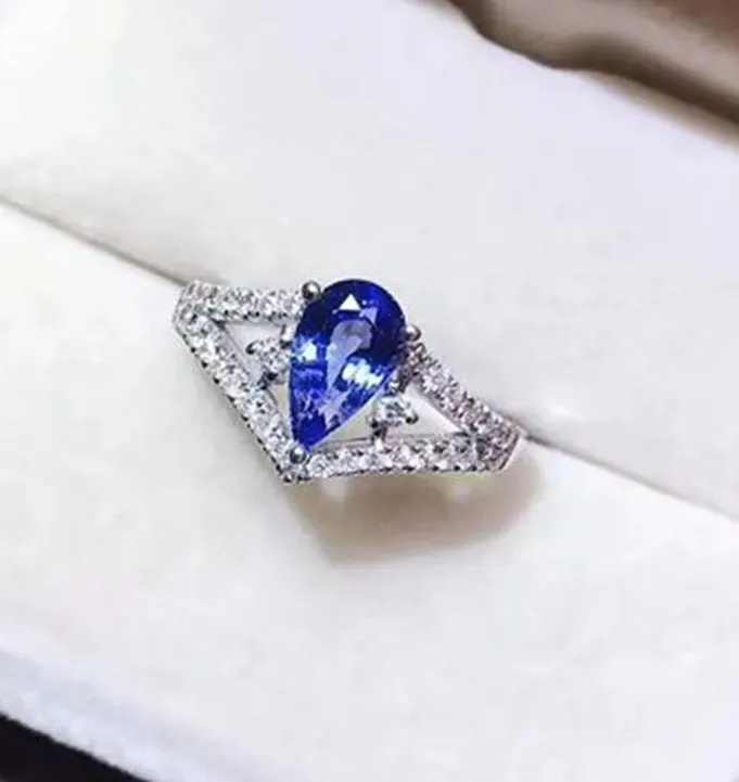 Blue Gemstone Ring | Topaz Blue Diamond Ring | Teardrop Ring |  Pear Shape Ring | Blue Diamond Ring | Blue Engagement Ring | Wedding Ring