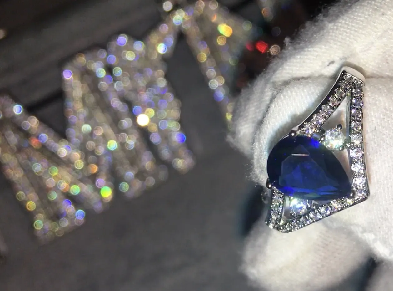 Blue Gemstone Ring | Topaz Blue Diamond Ring | Teardrop Ring |  Pear Shape Ring | Blue Diamond Ring | Blue Engagement Ring | Wedding Ring