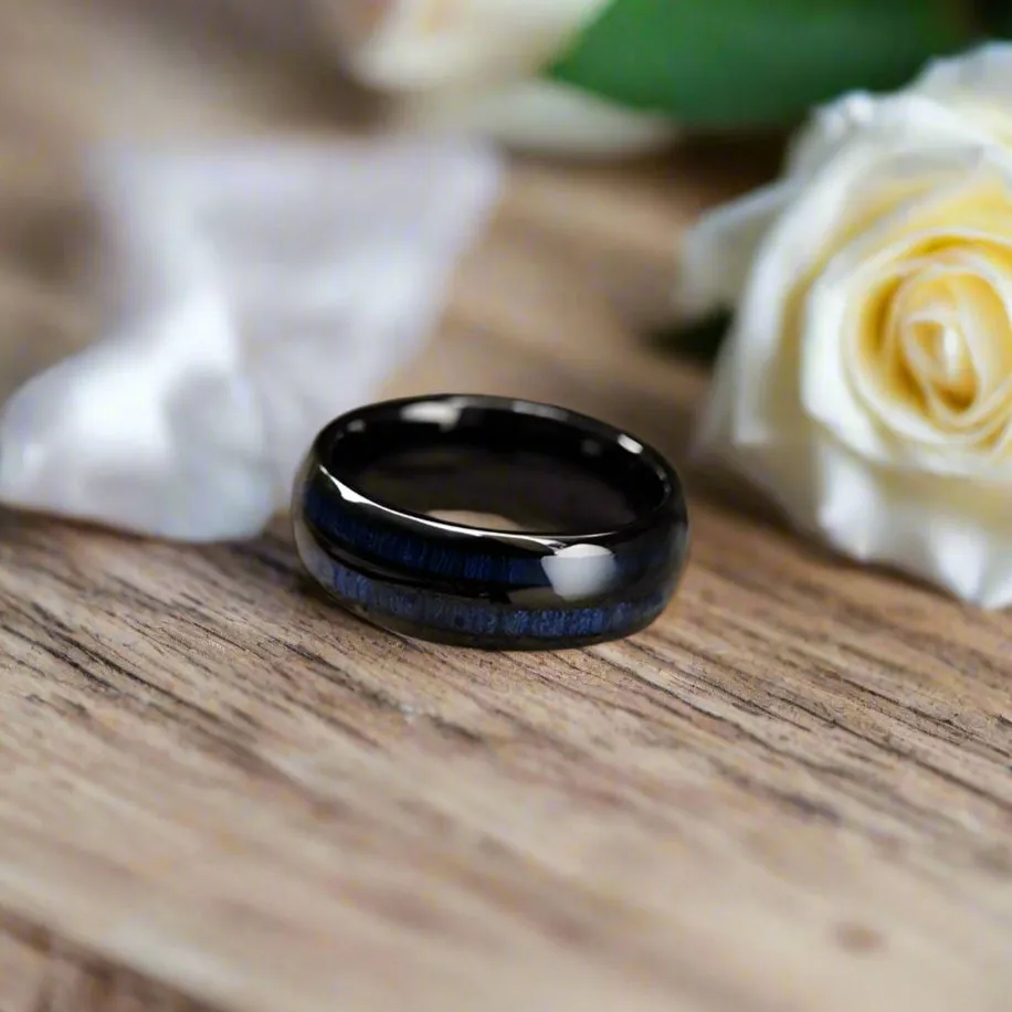 Blue Maple Inlay Men's Tungsten Wedding Band
