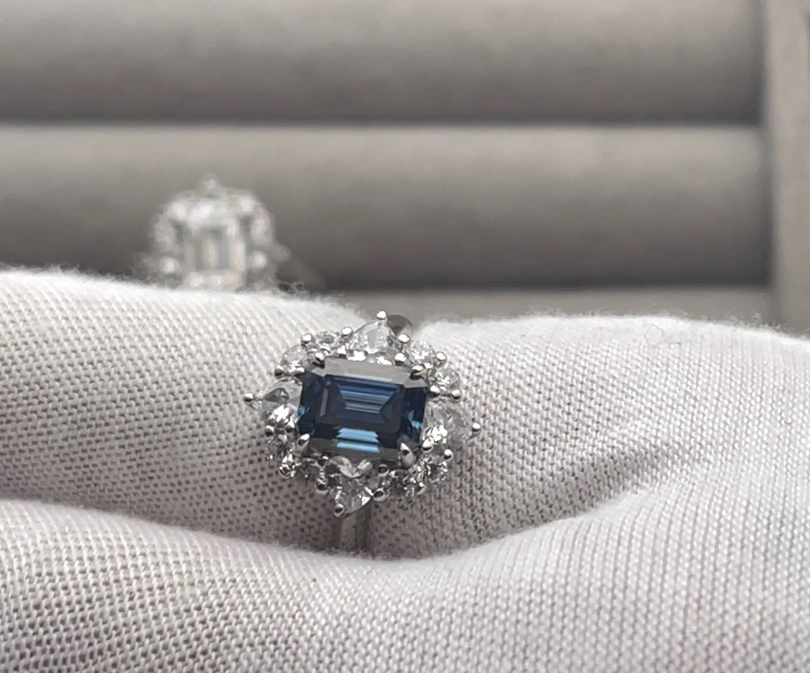 Blue Moissanite Diamond Engagement Ring | 2.0 CT Ring | Blue Diamond Engagement Ring | Blue Diamond Ring | Moissanite Ring | Emerald Ring