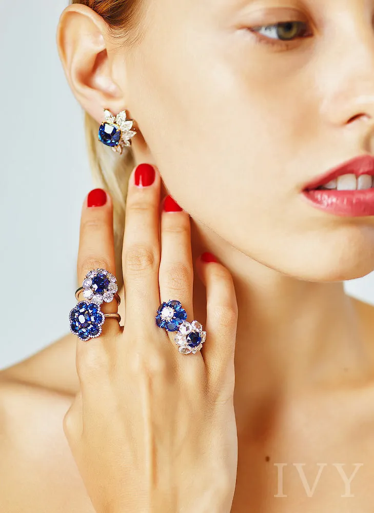 Blue Sapphire and Diamond Ring