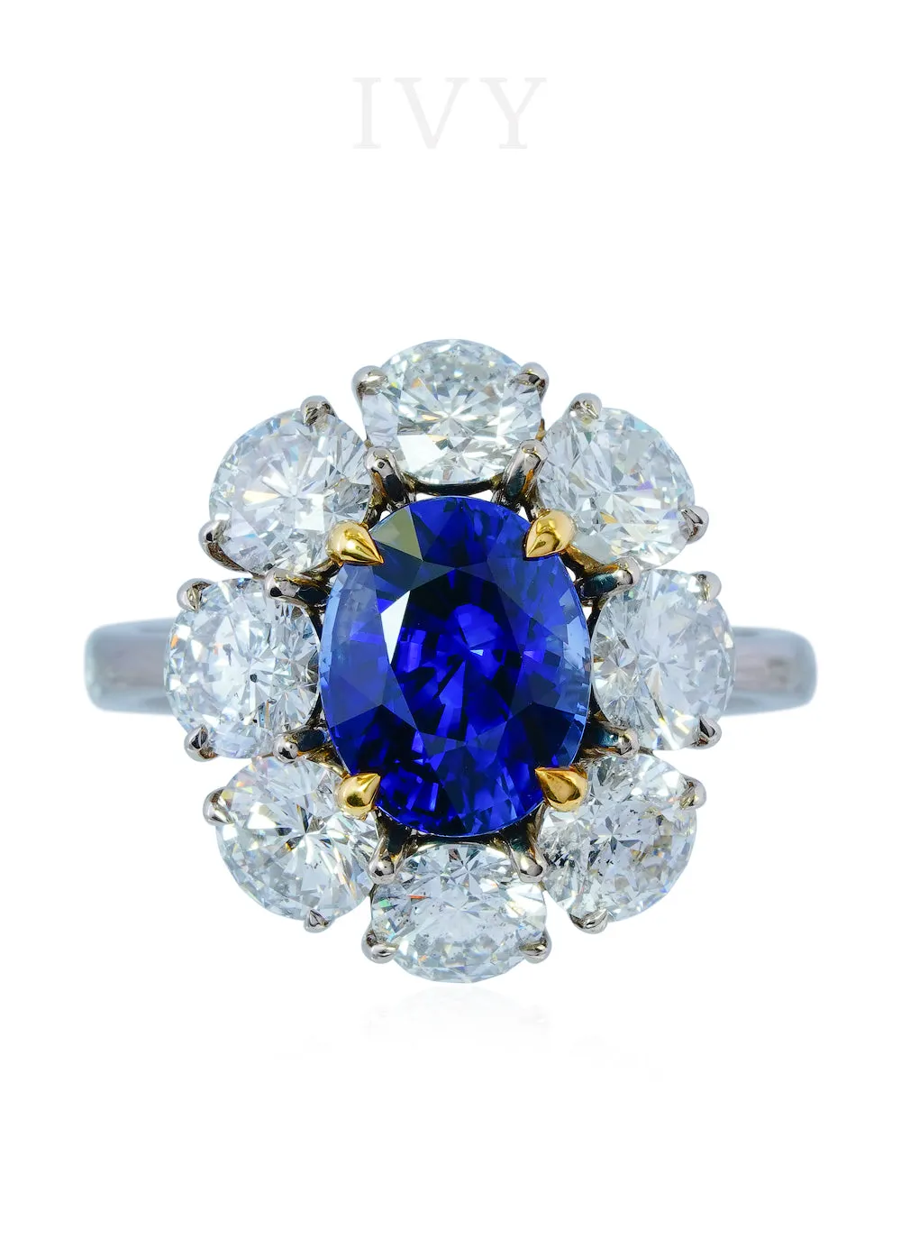 Blue Sapphire and Diamond Ring