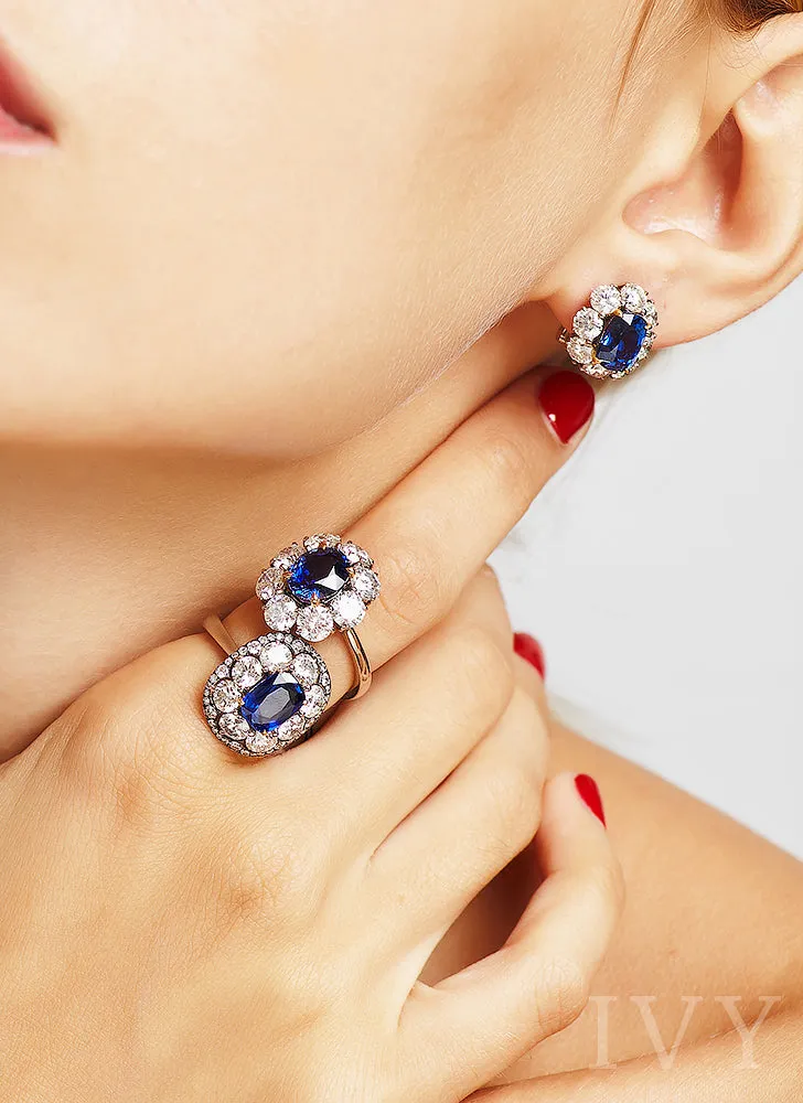 Blue Sapphire and Diamond Ring