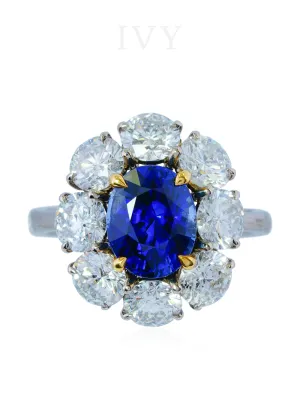 Blue Sapphire and Diamond Ring
