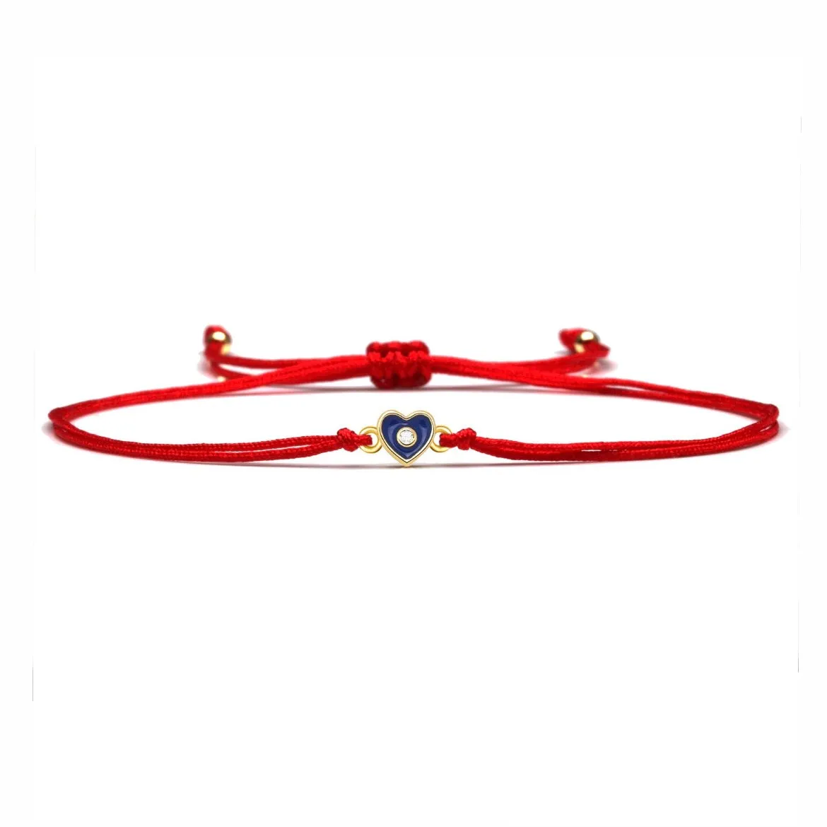 Blue Tiny Heart Charm Red String Protection Bracelet