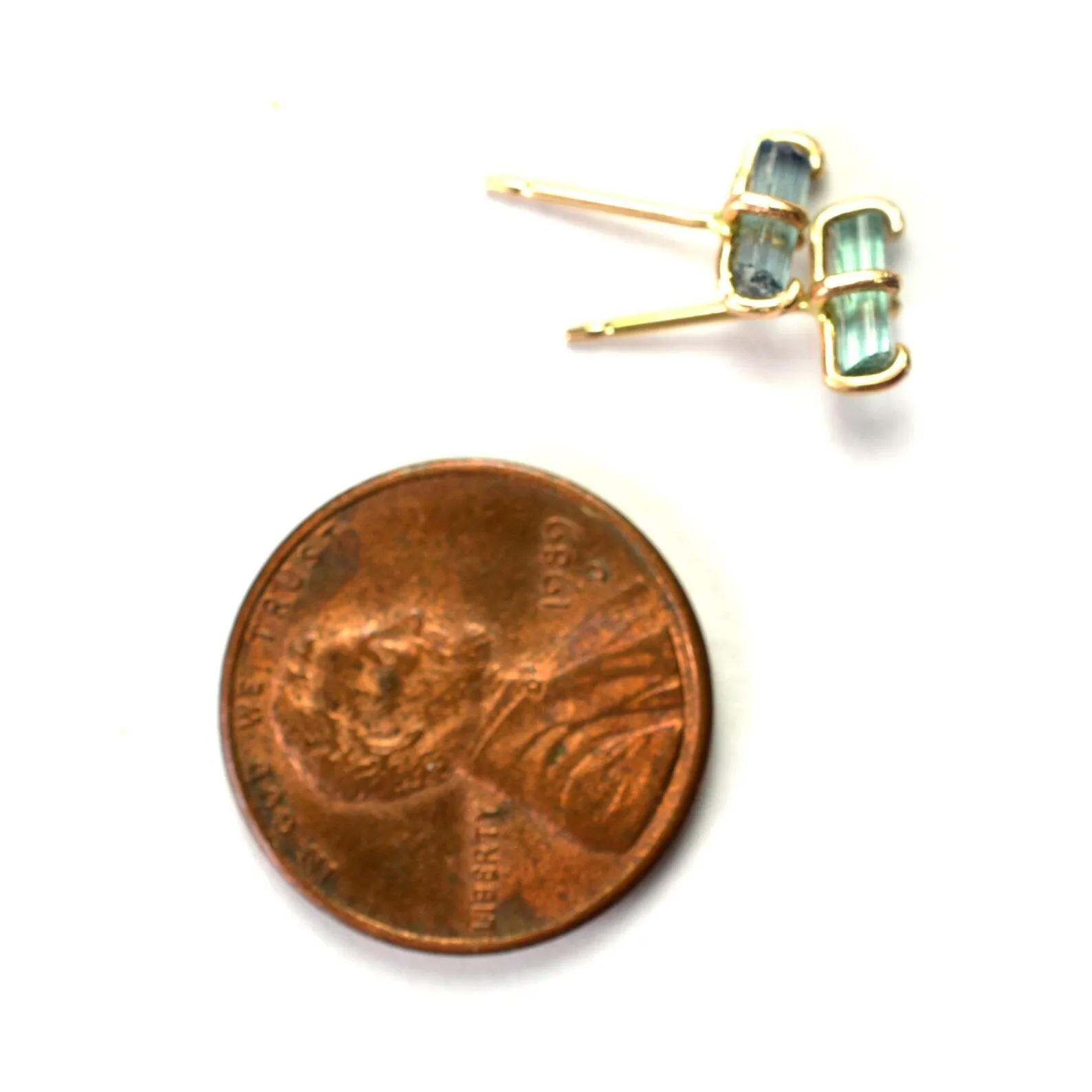 Blue Tourmaline Stud Earrings