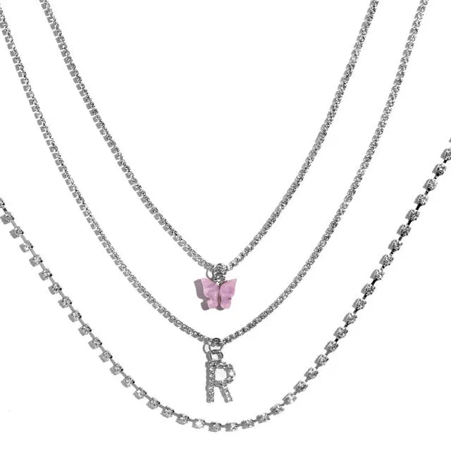Bohemian Multilayer Necklaces For Women Men Gold Butterfly Portrait Coin Cross Crystal Chokers Necklace Trendy New Jewelry Gifts