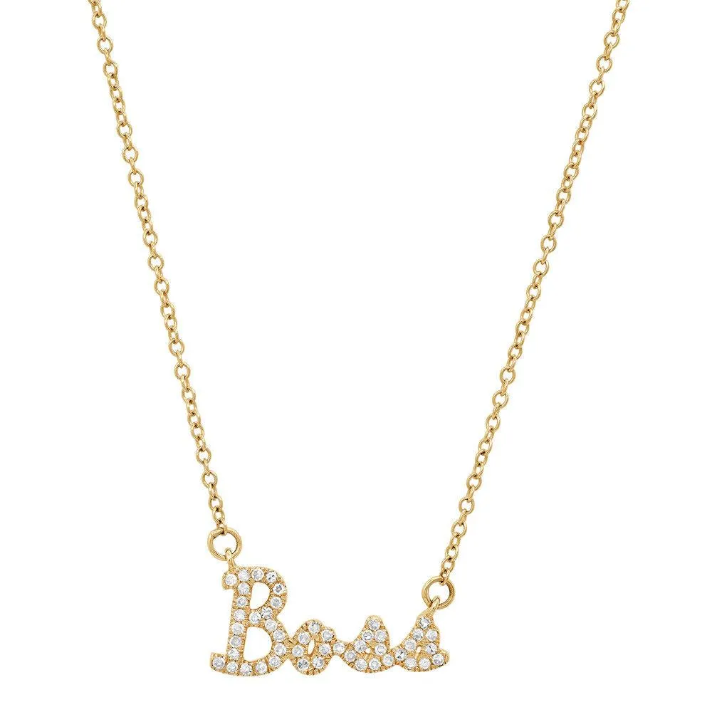 BOSS CURSIVE DIAMOND NECKLACE, GOLD