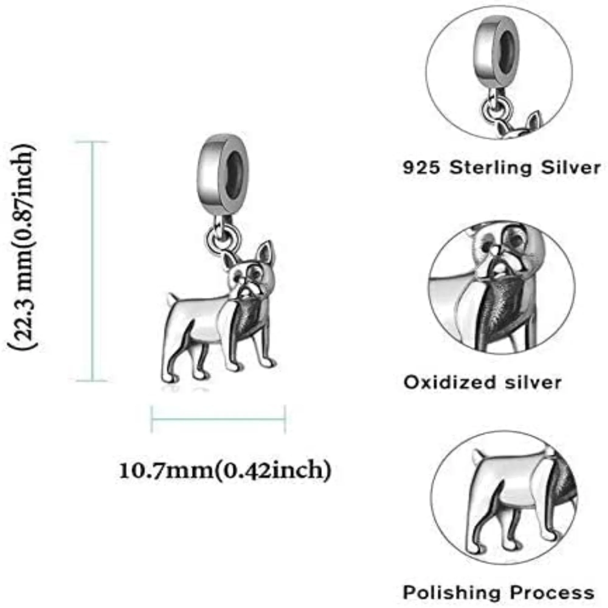 Boston Terrier Dangle Pendant Charm