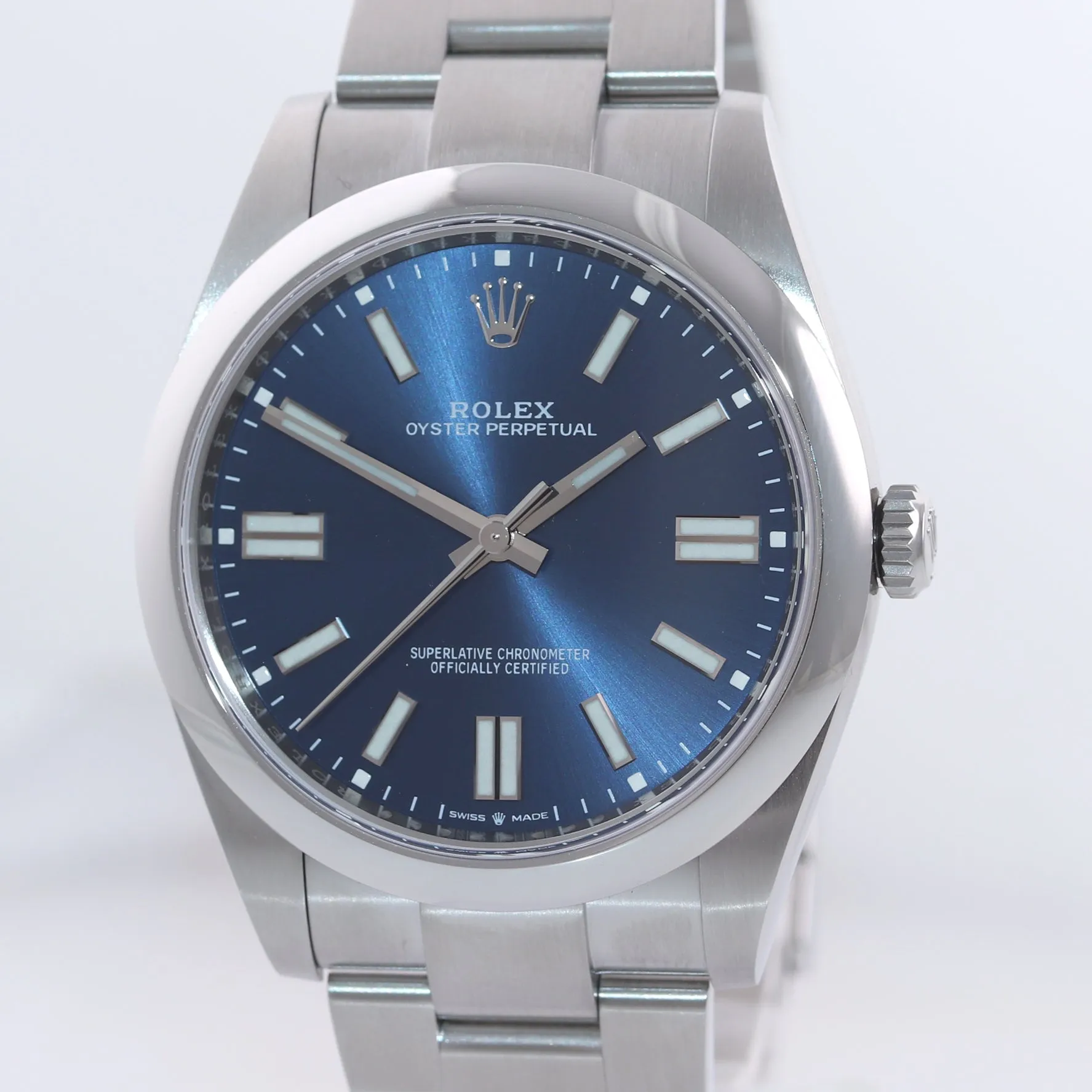 BRAND NEW 2020 CARD Rolex Oyster Perpetual 41mm Blue Oyster Watch 124300 Box