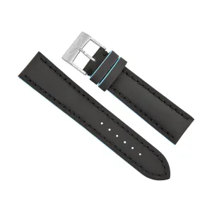 Breitling Black Leather Watch Band Strap with Blue Trimming 22mm - 20mm 227X-A20BASA.1