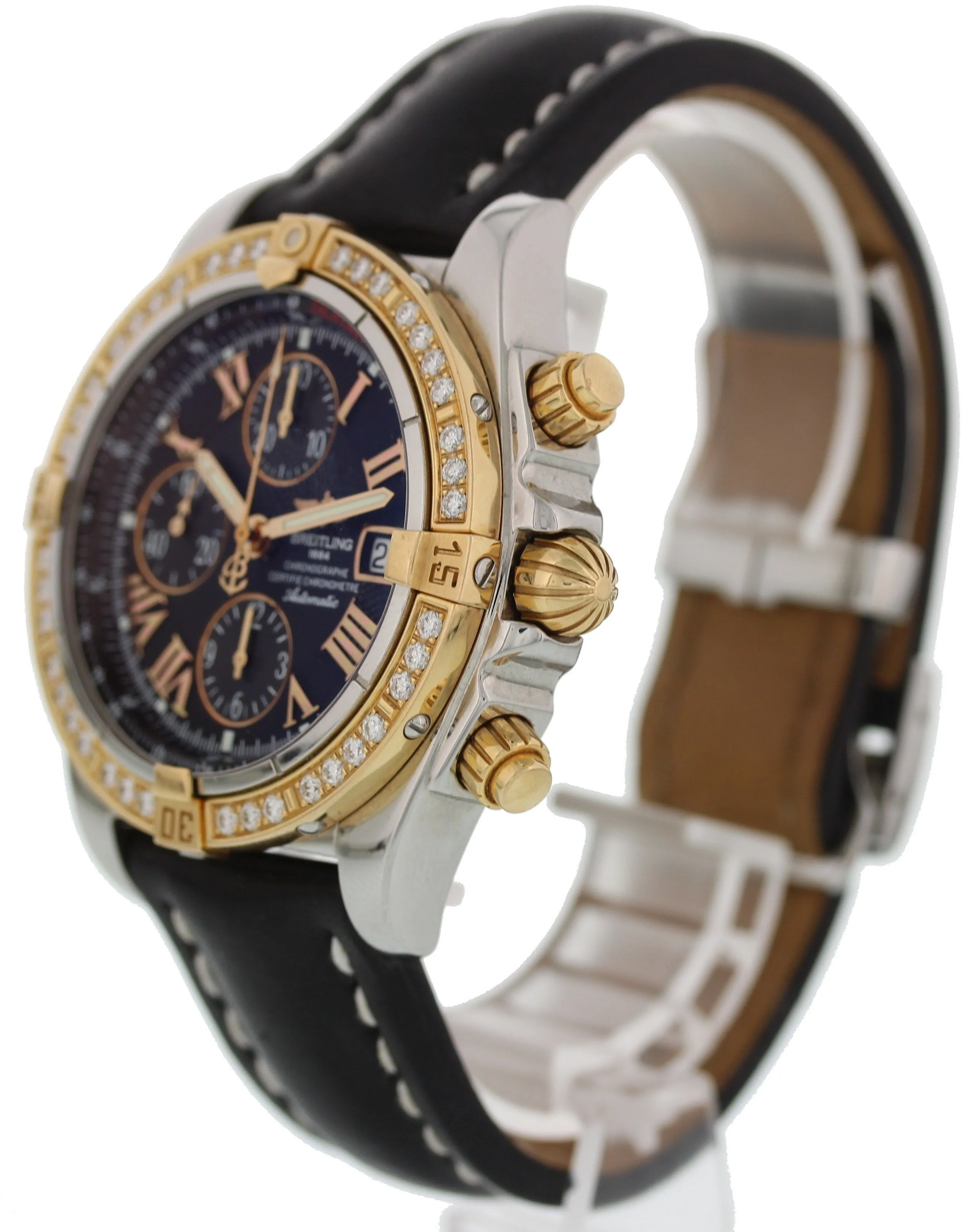Breitling Chronomat Evolution 18k Rose Gold C13356 Diamonds With Box And Papers