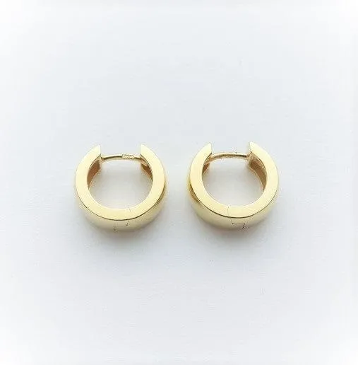 Breuning 14K Yellow Gold Square Edge 14mm Huggie Hoops