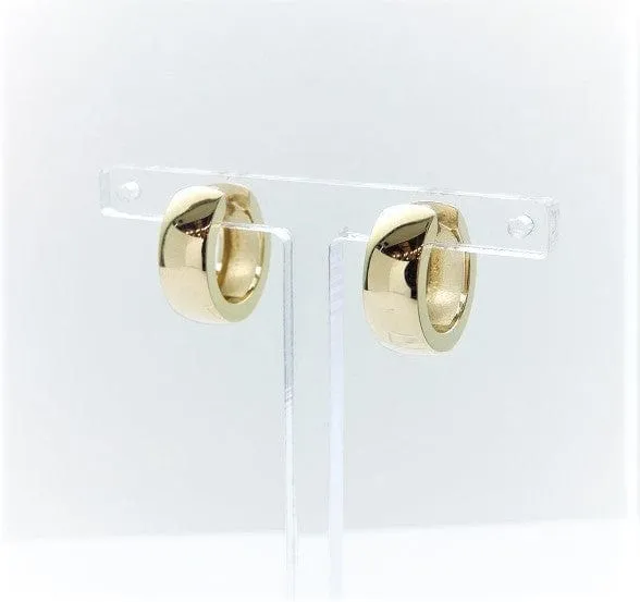 Breuning 14K Yellow Gold Square Edge 14mm Huggie Hoops