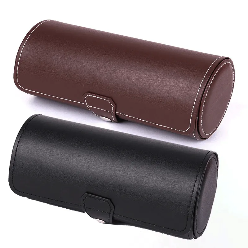 Brown Leather Watch Roll (3 watches)