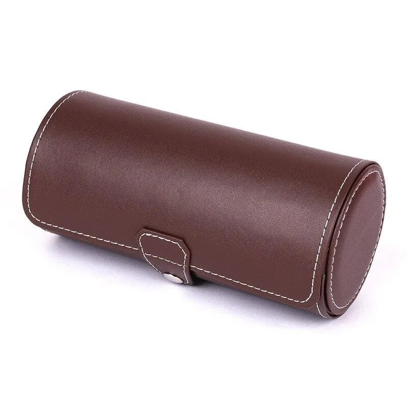 Brown Leather Watch Roll (3 watches)