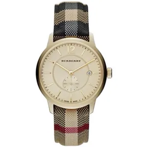 Burberry Multicolor Leather Strap Gold Dial Quartz Unisex Watch - BU10001